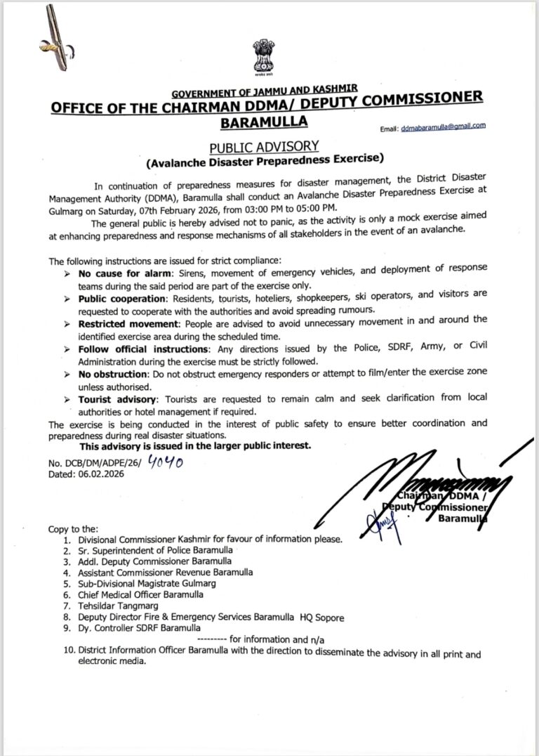 Public Advisory | Avalanche Preparedness Drill