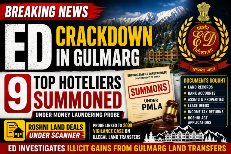 ED Summons 9 Gulmarg Hoteliers as Probe into Controversial Land Deals Intensifies.